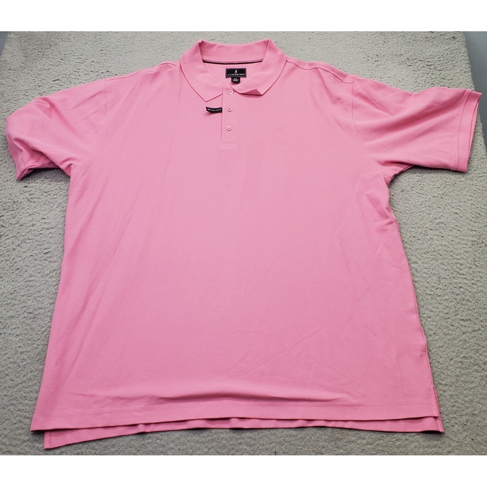 Lanesboro Golf Polo Shirt Mens XXL Pink Pima Cotton High Low Slit Collar Popover